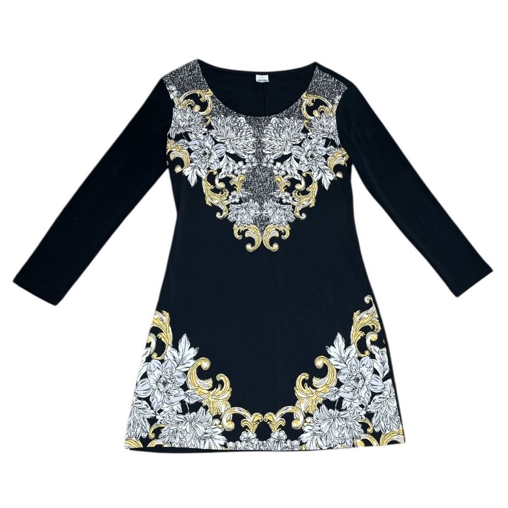 JOCKEY Cinch Waist Tunic - Black Paisley Scroll Print - XXS